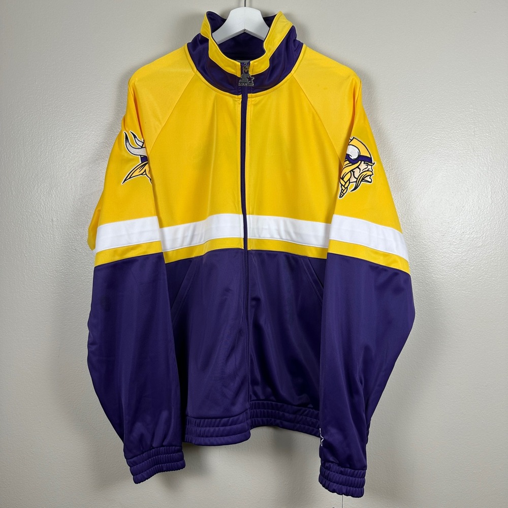 Starter Men's Large Minnesota‎ Vikings Track Jacket Purple Yellow NFL NFC MN NEW